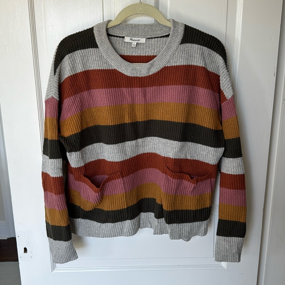 Madewell Patch Pocket Pullover Sweater in Walton Stripe
